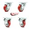 Service Caster 3 Inch Red Polyurethane Wheel Swivel Top Plate Caster Set with 2 Rigid SCC SCC-20S314-PPUB-RED-TP3-2-R-2 - alternate 2